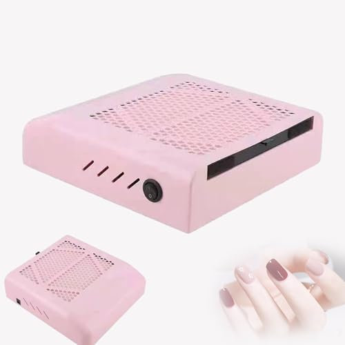 Nail Dust Collector, Strong Suction Dust Extractor Fan with Detachable Reusable Filter,Low Noise Dust Collector for Acrylic Nails Builder Extension Nails Pink