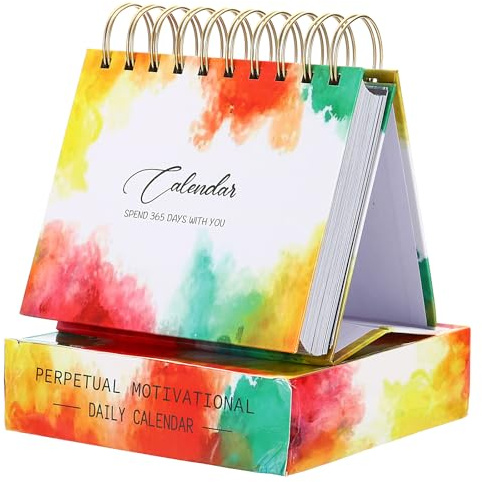 PATIKIL Motivierender Kalender Täglicher Blätter Kalender mit Inspirierenden Zitaten Ewiger Kalender für Schreibtisch Zubehör Geschenke für Frauen Verschiedene Farben