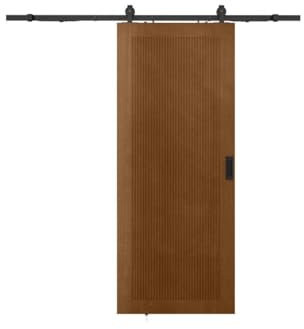 Vente-unique - Porte coulissante avec système en Applique en MDF et Bois - Naturel foncé - H205 x L73 cm - SANDORA