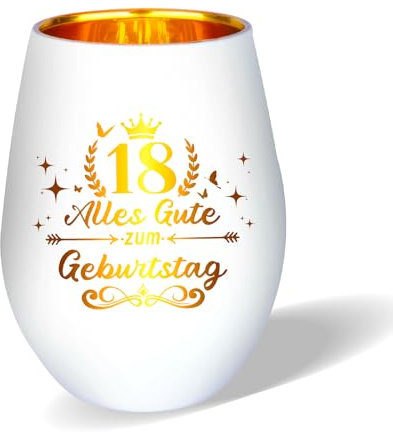 Belillpipi 18 Geburtstagsgeschenke für Mädchen, 18 Geburtstag Windlicht Deko aus Glas Teelichthalter mit Gravur Geschenke für 18 Jahre Geburtstag Mädchen Weihnachten