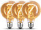 Edison Vintage Glühbirne E27, E27 LED Vintage Dimmbar 3W Glühbirne E27 Led Edison Glühbirne E27 Vintage Ideal für Nostalgie und Retro Beleuchtung im Haus Café Bar, Bernstein Glas - 3 Stück（G80 WHD）