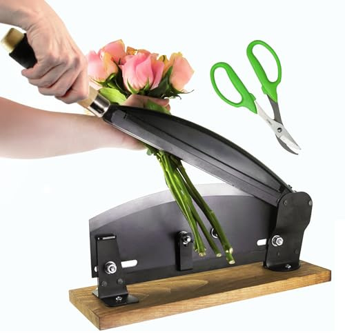 Professioneller Blumenstiel-Ausstecher – für Floristik und Gartenarbeit – Großpackung mit 35,6 cm langlebiger Klinge aus Karbonstahl, Holzbrett im Lieferumfang enthalten (Bonus-Packung)