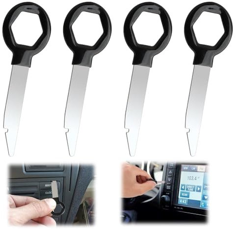 4 PCS Car Radio Removal Tool Key, Car Radio Removal Tool Key Set, Stereo Removal Tool Kit, Easy-to-Use Stainless Steel Keys, Compatible with Ford, VW, Skoda