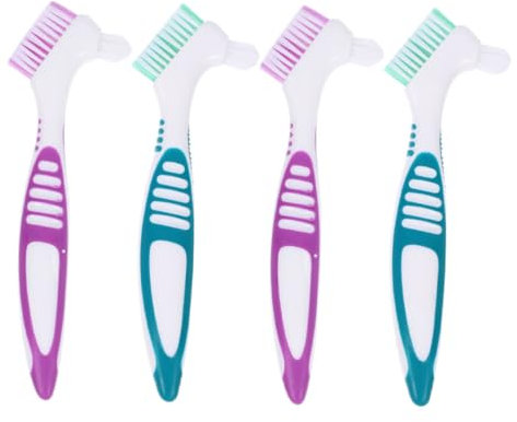 COLLBATH 4stücke Reinigungsbürste Für Zahnprothesen Dentalbürsten Mit Doppelseitiger Reinigungskante Sanfte Borsten Zur Prothesenpflege Wiederverwendbar Für Effektive Mundhygiene