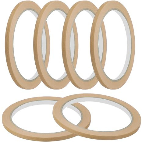 sourcing map Lot de 6 rubans de masquage de 0,5 cm x 20,9 m pour bricolage, artisanat, dessin, décoration, étiquetage, peinture de voiture, artistes, enseignants