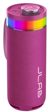 JLab Go Party Enceinte Bluetooth Portable avec +16H d'Autonomie - Enceinte sans Fil 10W pour l'Extérieur et Voyage avec Lumières RGB, Enceintes Résistantes IP56, Mûre