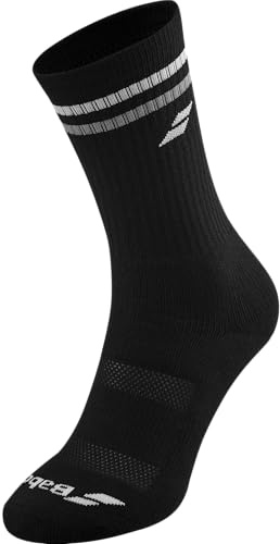 Babolat, Lange Socken 39/42 Schwarz/Weiß, Optimaler Komfort, Verstärkungen an der Vorderseite des Fußes und unter der Sohle, Stützband unter dem Fußgewölbe, Belüftungszonen für Atmungsaktivität