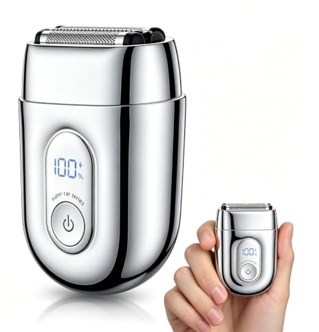 Rasoio elettrico da uomo, rasoio elettrico da donna, mini rasoio a lamina con doppie lame galleggianti, rasoio impermeabile IPX7, durata 90 minuti, display a LED, blocco da viaggio, regalo per uomini