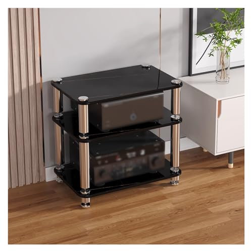 Étagère d'angle Robuste pour équipement Audio et vidéo, 1, 2, 3 ou 4 Niveaux, pour récepteur stéréo, Console de Jeux, Lecteur CD, amplificateur, Haut-Parleur, Platine Vinyle, pour