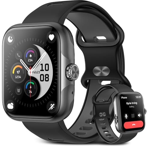 anyloop Smartwatch Damen Herren mit Telefonfunktion,GPS integriert,1.78 AMOLED Touchscreen,Fitnessuhr Schlafmonitor Schrittzähler IP68 Wasserdicht,Fitness Tracker Smartwatch für Android iOS Schwarz