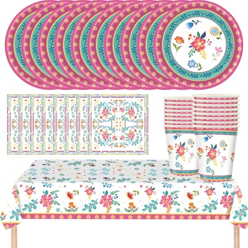 Set di stoviglie per feste con fiori di carta per decorazioni Tea Party