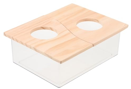 GLEAVI Hamster Sandbad Spritzfreies mit Deckel aus Acryl und Holz Geruchsneutral Einfache Reinigung Geeignet für Kleine Haustiere Wie Zwerghamster und Chinchillas