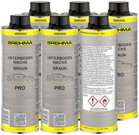 BREHMA 6X Unterbodenwachs PRO braun 1L Unterbodenschutz Wachs Wax UBS