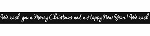 Ursus 590500183 - Masking Tape Merry Christmas & Happy New Year, schwarz, ca. 15 mm x 10 m, Klebeband aus Reispapier, einseitig bedruckt, Lösungsmittel- und säurefrei, ideal für Kartengestaltung