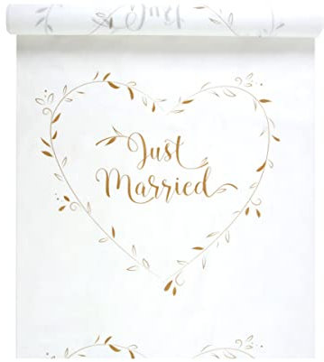 Tapis de cérémonie Just Married Blanc et Or 10 m x 75 cm