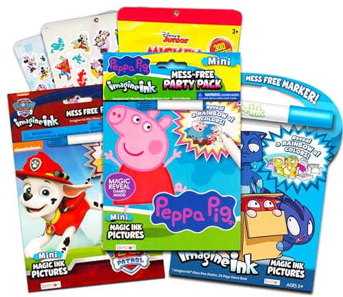Imagine Ink No Mess Coloring Book Super Set ~ Bundle Includes 3 No Mess Magic Ink Activity Books Featuring Peppa Pig, Lion Guard, and Tsum Tsum with Over 300 Stickers (Imagine Ink Coloring Books)
