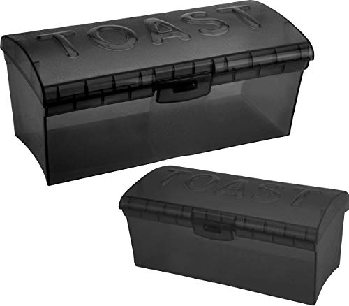 Toastbox Brotdose SCHWARZ transparent Toastbrotbox Toast Brotkasten Brotdose Brotbehälter für kleine und große Sandwich Brotbox