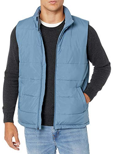 Amazon Essentials Men's Mid-weight Fleece-Lined Insulated Puffer Vest, Light Blue, XL