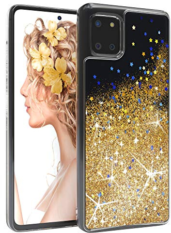 EAZY CASE Hülle kompatibel mit Samsung Galaxy Note 10 Lite Schutzhülle mit Flüssig-Glitzer, Handyhülle, Back Cover mit Glitter Flüssigkeit, TPU/Silikon, Transparent/Durchsichtig, Gold