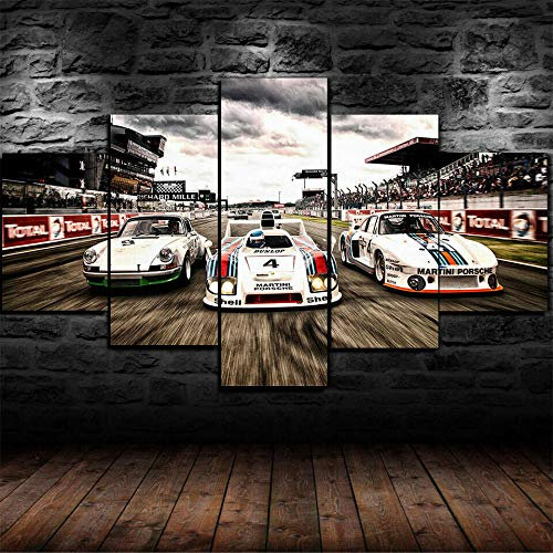 GIRDSS Tableau Multi Panneau 5 Parties, 1978 Porsche 935 936 Voitures De Course Tableau Imprimé XXL Tableau Imprimé sur Toile Tableau Deco Impression sur Toile Intissee 5 Parties Tableau Tableaux