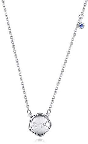 VIKI LYNN 18K White Gold Plated Sagittarius Disc Necklace Constellation Zodiac Sign Gift Birthstone Necklace for Women