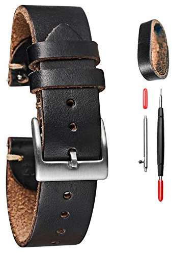 Correas de reloj de cuero, correa de reloj de cuero de Horween para hombres y mujeres, 18mm,20mm,22mm, correa de reloj de liberación rápida hecha a mano de reemplazo suave de la vendimia