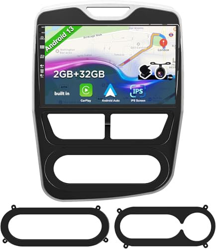 JOYX Android 12 IPS Autoradio para Renault Clio (2013-2016) - 2G+32G - Inalámbrica CarPlay + Android Auto - Gratis Cámara Trasera - 10.1 Pulgada 2 DIN - Dab 4G WLAN Volante Fast-Boot Split-Screen BT