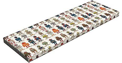 Abakuhaus Roboter Bankpolster, Super Robot, Schaumkissen mit dekorativem Stoffbezug, 38 cm x 116 cm, Mehrfarbig