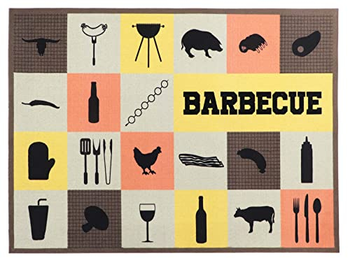 Primaflor Grill-Schutzmatte - Feuerhemmender Grillschutz - Unterlage - rutschfeste Grill - Bodenmatte - Unterlage Grill - BBQ Schutzmatte - 90 x 120 cm - Barbecue Checks
