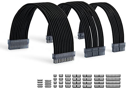 Formulamod Sleeve Extension Power Supply Cable Kit 18AWG ATX 24P+ (2) EPS 8-P+(3) PCI-E8-P with Combs for PSU to Motherboard/GPU