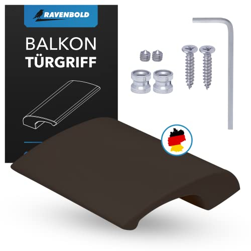 RAVENBOLD Balkontürgriff für Außen - Extrem stabiler Terassentür Griff - Ziehgriff für Balkontür - aus Aluminium hergestellter Griff für Balkontür Außen (Dunkel Braun (RAL 9077))