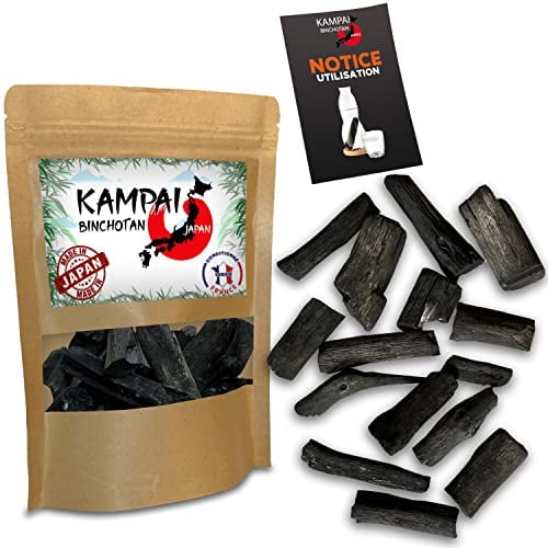 Charbon Actif Eau Binchotan 200Gr en Morceaux Vrac Bio Japonais Kishu Wakayama Japon Filtre eau robinet Bois Vegetal Purificateur d'eau Carafe filtrante Brisures Filtration Bouteille Barbecue