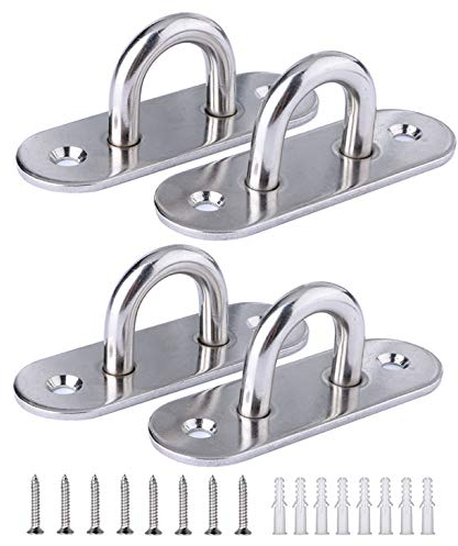 XNJIHWA 4Pcs M6 Piastra Occhiello Staffe con Occhiello Anello della Graffetta Hardware Gancio a Occhiello304 con 8 Viti