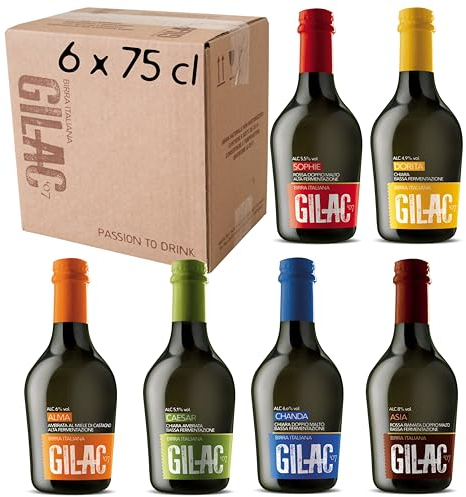 GILAC BEERBOX - Birre artigianali confezioni regalo 6 bottiglie assortite da 75cl - Birra artigianale Italiana Non Filtrata e Non Pastorizzata, Degustazione Birra Selezione Premium - Idea Regalo