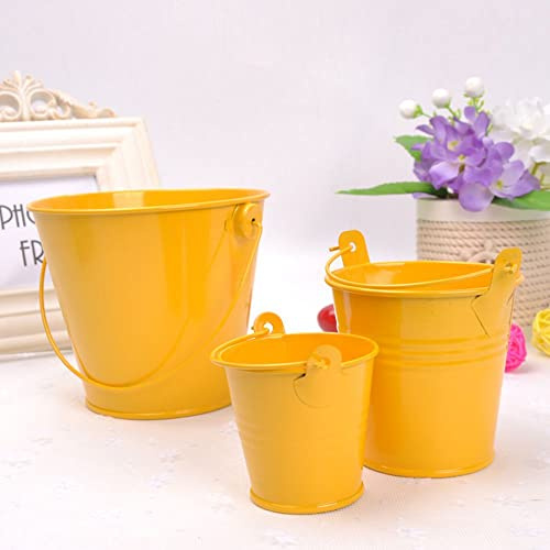 LUMoony Mini Eimer Eimerchen Geschenk Box Kleine Eimer Deko Mit Tragegriff Bunt Kleine Metalleimer Mini Blumentopf Garten Container mit Henke für Party Hochzeit Süßigkeiten Bonbons Tischdeko 3Pcs