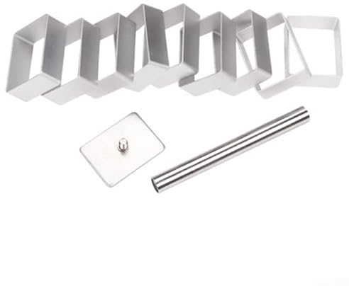 Lot de 10 emporte-pièces rectangulaires en acier inoxydable pour gâteau, tarte, biscuit, pain avec tampon pour couper la pâte à biscuits, fondant, fruits mous