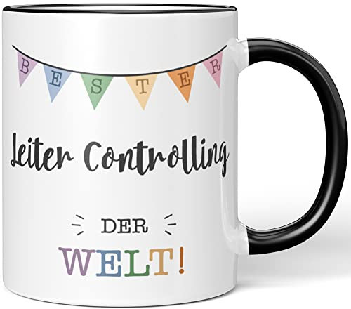 JUNIWORDS Tasse, Bester Leiter Controlling der Welt, Schwarz (5709175)