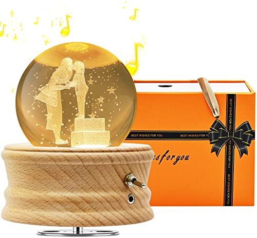 Sentasi Spieluhr Kristallkugel 3D, Spieluhren Warmlichtprojektion und um 360° Drehbare, Musical Box für Kinder/Erwachsene/Geburtstag/Mama