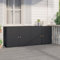 Tidyard Armario Jardin Armario Exterior Impermeable Armario Bajo Armario de Almacenaje Ratán PE Armario Escobero Armario de Exterior e Interior,Jardín y Terraza Negro 198x55,5x80 cm
