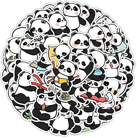 50PCS Panda Stickers,Waterproof Vinyl Water Bottles Stickers,Decals Cool Funny DIY Sticker Laptop Decorative Computer Cute Cartoon Animal Stickers for Water Bottles Skateboard Fridge Scrapbook