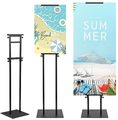 JR-MOV Poster Stand Heavy Duty - Adjustable Poster Stands for Display Foam Board, Double Sided Pedestal Floor Standing Sign Holder Height Up to 80 Inch, 1 Pack