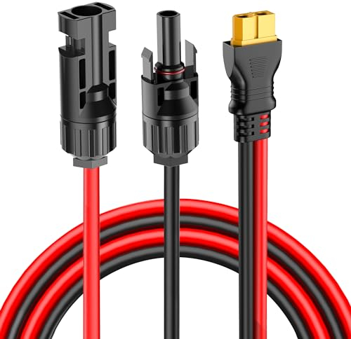 YQMAJIM Solarmodul-Stecker auf XT60-Adapter-Ladeverlängerungskabel, 12 AWG, 3 m, robustes reines Kupfer-Panel, Solar auf XT60 Ladekabel für tragbare Ecoflow-Station, Wohnmobil, Solargenerator