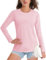 TACVASEN Casual T-Shirts for Women Crew Neck Long Sleeve Tops Cotton Stretch Shirts Quick Dry Outdoor Walking T-Shirt,Light Pink,M