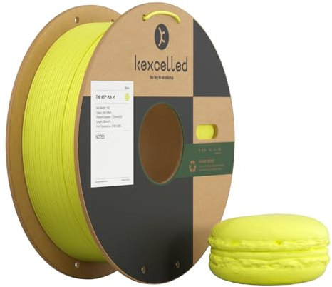 kexcelled Macaron Matte PLA Filament 1,75 mm, PLA Rolle, 3D Drucker Filament, Glanzfreie Farbe, 1 kg Pappspule (2,2 lbs) +/- 0,03 mm, Matte Oberfläche, Zitronengelb
