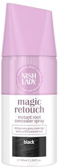 Nishlady Magic Retouch Sprays Instant Root Concealer Spray - Schnelle und Einfache Anwendung, Ansatz-Ausbesserungsspray, für Frauen Haarfarbspray Hellbraun, Schwarz (Black, 100 ml (1er Pack))
