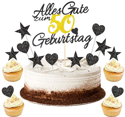 GoldRock 11 Stück Torten Deko 50 Geburtstag Mann Frau,Tortendeko Geburtstag 50,Kuchendeko 50 Geburtstag Deko,Alles Gute zum Geburtstag 50,50. Geburtstag Männer Frauen Kuchen Deko,Cake Topper 50 Jahre
