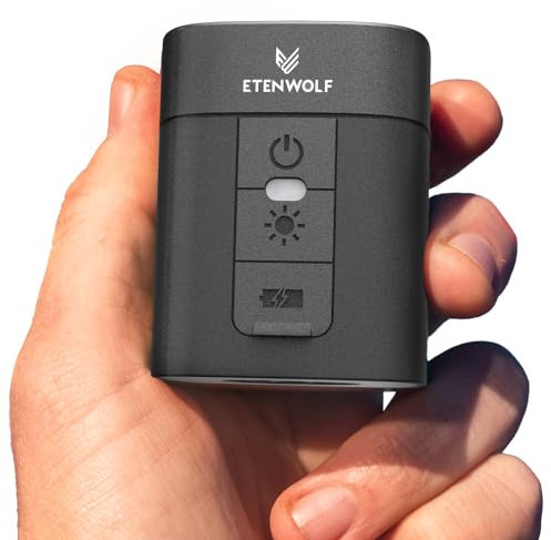 ETENWOLF AIR 3 Air Pump for Inflatables with 2600 mAh Battery & Camping Light, Ultra-Fast and Mini Electric Air Pump, Inflate Deflate for Air Mattress, Pool Floats, Vacuum Storage Bags, Black