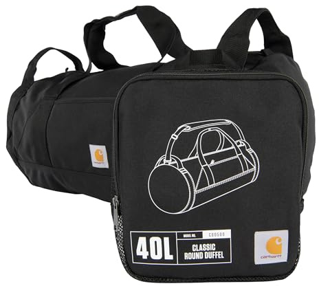 Carhartt Klassische runde Reisetasche mit Mehrzwecktasche, strapazierfähig, wasserabweisend, verstaubar, für Baustelle, Fitnessstudio und Reisen