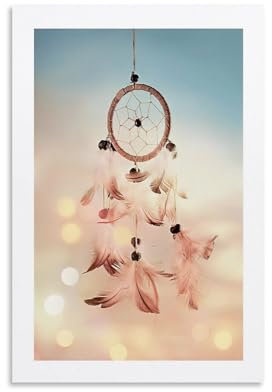 WEbol Poster mit Traumfänger-Federn, Zimmer-Wohnzimmer, Dekoration, moderne ästhetische Wandkunst, Geschenk für Freunde, Bett, ungerahmt, 20 x 30 cm