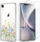 Yoedge Coque pour iPhone XR 6.1'' avec 2 Pièces Protection Écran en Verre Trempé, Transparente Silicone TPU Souple Aesthetic Motif Design Etui, Housse Antichoc Bumper pour iPhone XR,Fleur 03